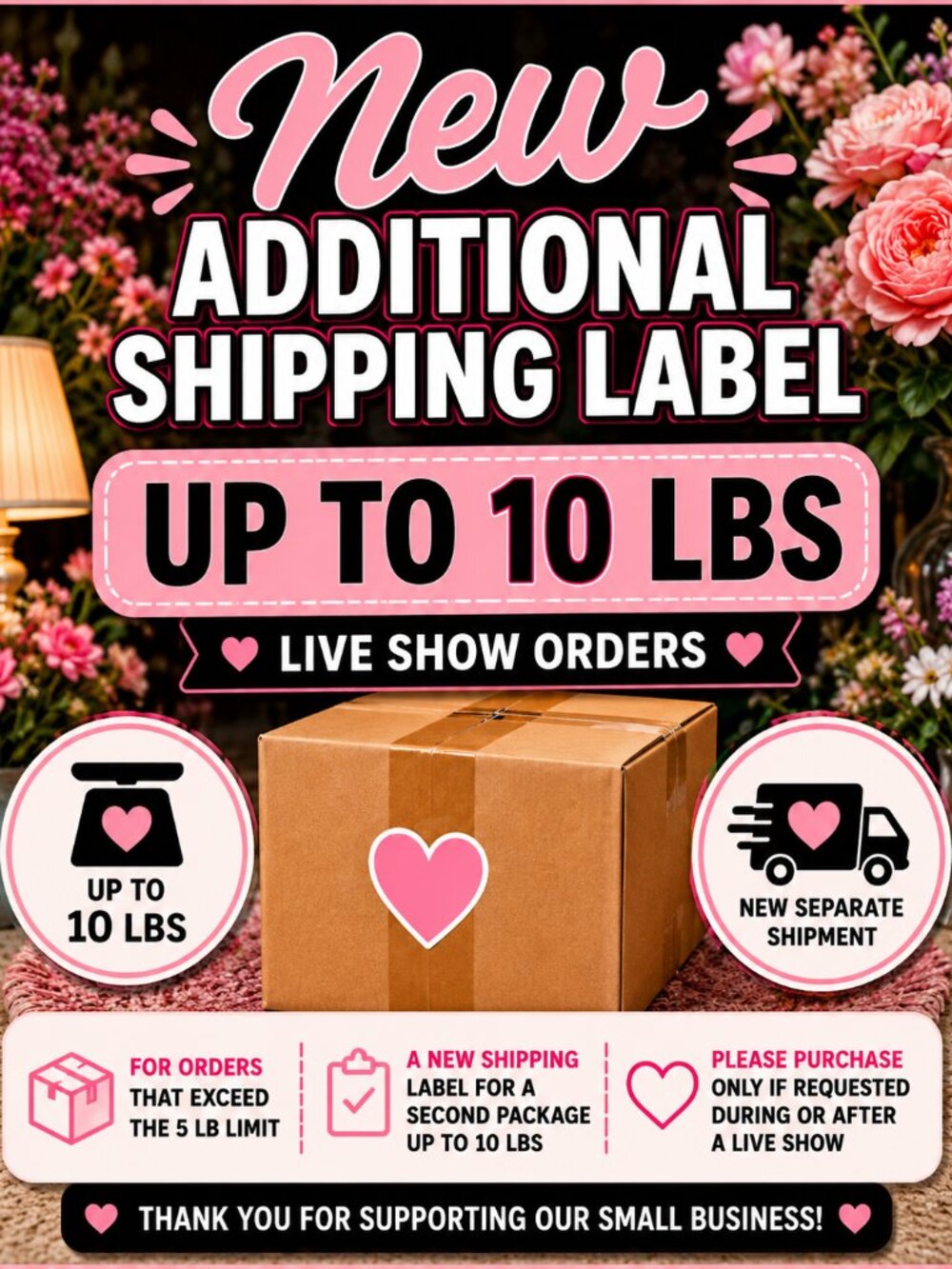 📦 New Additional Shipping Label • Up to 10 lbs • Live Show Orders
